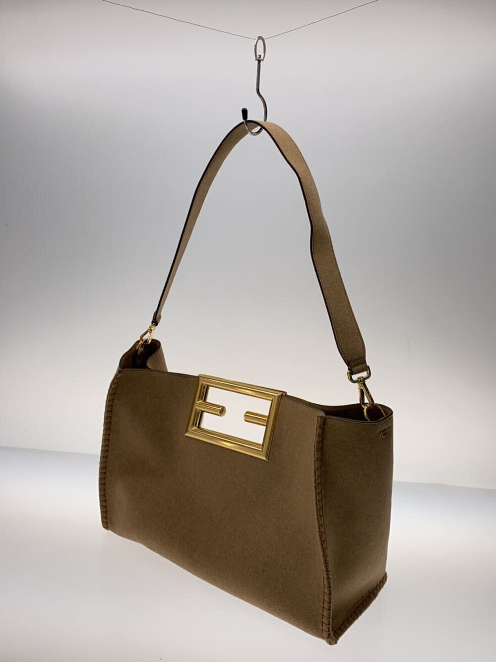 Fendi Shoulder Bag Suede Camel Brown Flannel - Picture 2 of 7